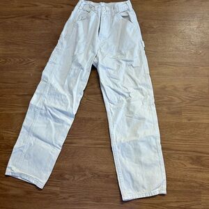 baggy cream jeans.